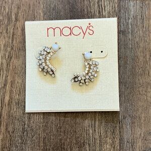 Macy's Silver and White Stone Earrings